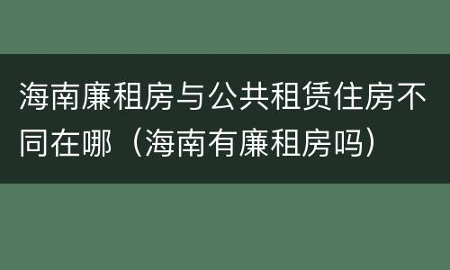 海南廉租房与公共租赁住房不同在哪（海南有廉租房吗）
