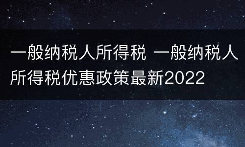 一般纳税人所得税 一般纳税人所得税优惠政策最新2022