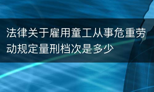 法律关于雇用童工从事危重劳动规定量刑档次是多少