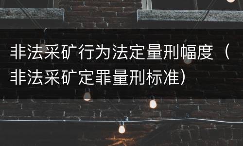 非法采矿行为法定量刑幅度（非法采矿定罪量刑标准）