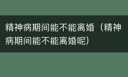精神病期间能不能离婚（精神病期间能不能离婚呢）