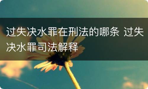 过失决水罪在刑法的哪条 过失决水罪司法解释