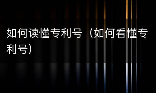 如何读懂专利号（如何看懂专利号）
