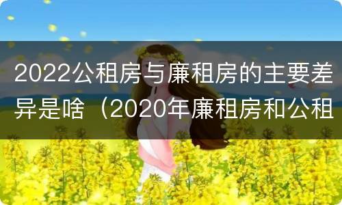 2022公租房与廉租房的主要差异是啥（2020年廉租房和公租房的区别）