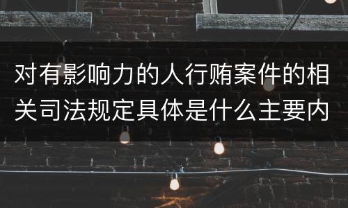 对有影响力的人行贿案件的相关司法规定具体是什么主要内容