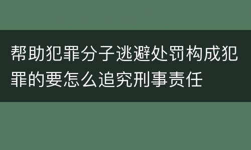 帮助犯罪分子逃避处罚构成犯罪的要怎么追究刑事责任