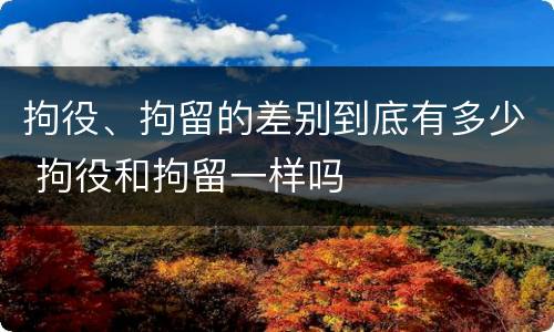 拘役、拘留的差别到底有多少 拘役和拘留一样吗