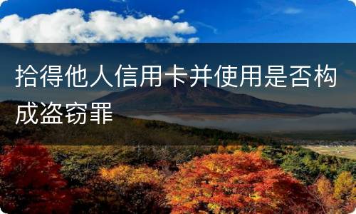 拾得他人信用卡并使用是否构成盗窃罪