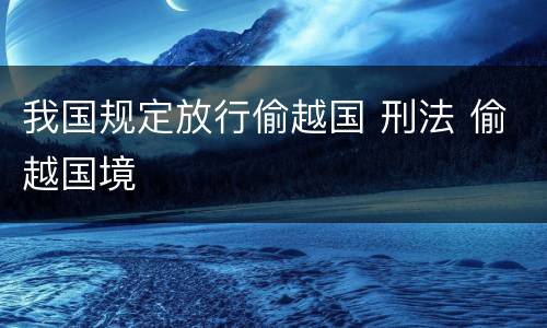 我国规定放行偷越国 刑法 偷越国境
