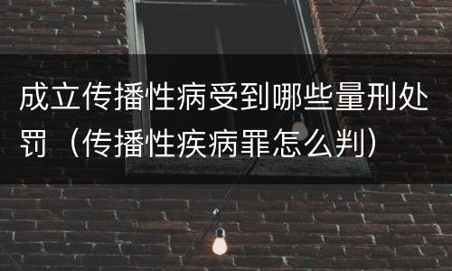 成立传播性病受到哪些量刑处罚（传播性疾病罪怎么判）