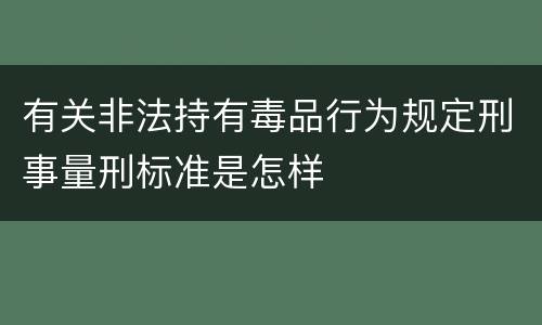 有关非法持有毒品行为规定刑事量刑标准是怎样