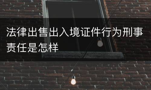 法律出售出入境证件行为刑事责任是怎样
