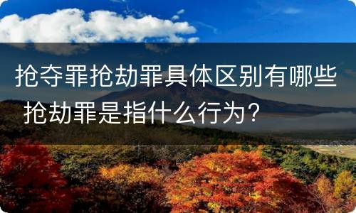 抢夺罪抢劫罪具体区别有哪些 抢劫罪是指什么行为?