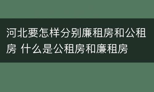 河北要怎样分别廉租房和公租房 什么是公租房和廉租房