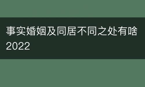 事实婚姻及同居不同之处有啥2022
