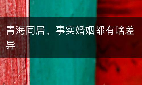 青海同居、事实婚姻都有啥差异