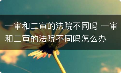 一审和二审的法院不同吗 一审和二审的法院不同吗怎么办