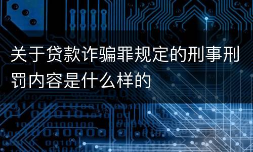 关于贷款诈骗罪规定的刑事刑罚内容是什么样的