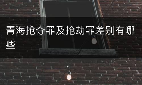 青海抢夺罪及抢劫罪差别有哪些