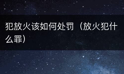 犯放火该如何处罚（放火犯什么罪）