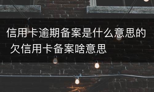 信用卡逾期备案是什么意思的 欠信用卡备案啥意思