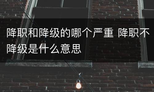 降职和降级的哪个严重 降职不降级是什么意思