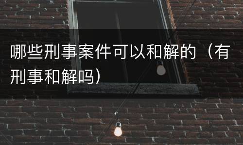 哪些刑事案件可以和解的（有刑事和解吗）
