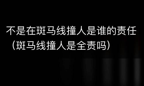 不是在斑马线撞人是谁的责任（斑马线撞人是全责吗）