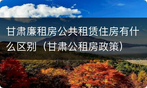 甘肃廉租房公共租赁住房有什么区别（甘肃公租房政策）