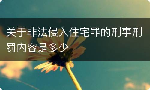 关于非法侵入住宅罪的刑事刑罚内容是多少