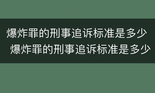 爆炸罪的刑事追诉标准是多少 爆炸罪的刑事追诉标准是多少年