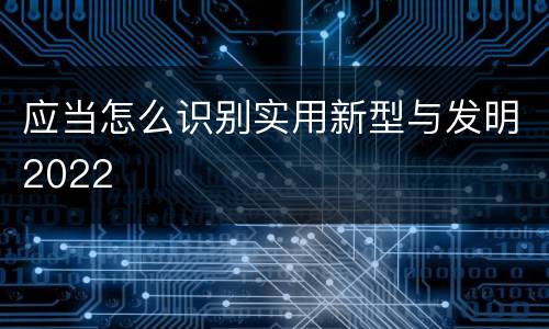 应当怎么识别实用新型与发明2022