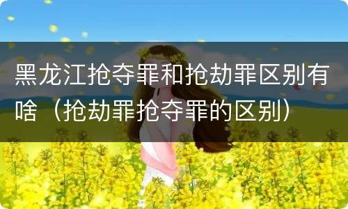 黑龙江抢夺罪和抢劫罪区别有啥（抢劫罪抢夺罪的区别）