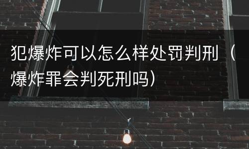 犯爆炸可以怎么样处罚判刑（爆炸罪会判死刑吗）