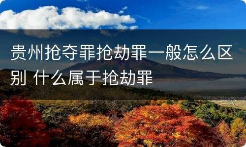 贵州抢夺罪抢劫罪一般怎么区别 什么属于抢劫罪