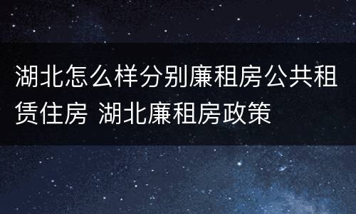 湖北怎么样分别廉租房公共租赁住房 湖北廉租房政策