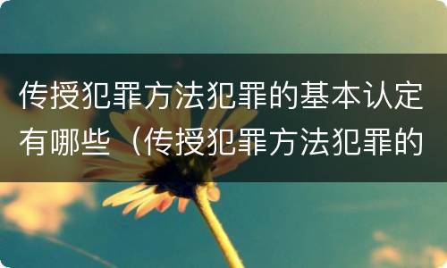 传授犯罪方法犯罪的基本认定有哪些（传授犯罪方法犯罪的基本认定有哪些类型）