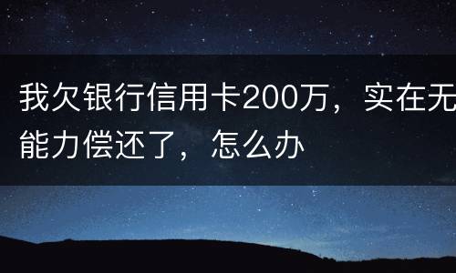 我欠银行信用卡200万，实在无能力偿还了，怎么办