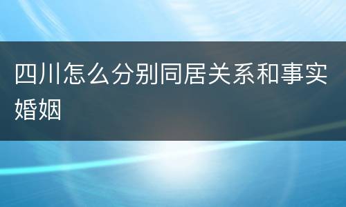 四川怎么分别同居关系和事实婚姻