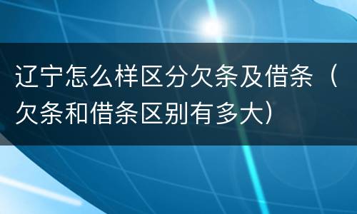 辽宁怎么样区分欠条及借条（欠条和借条区别有多大）