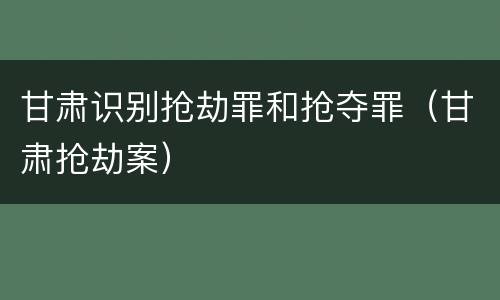 甘肃识别抢劫罪和抢夺罪（甘肃抢劫案）