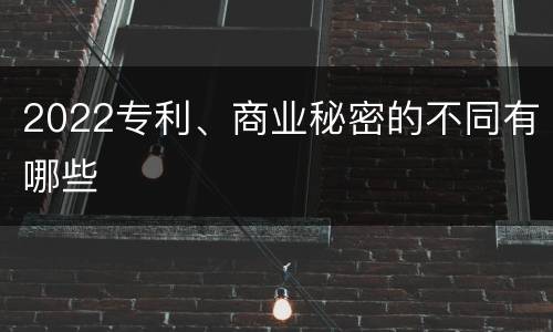 2022专利、商业秘密的不同有哪些