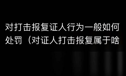 对打击报复证人行为一般如何处罚（对证人打击报复属于啥行为）