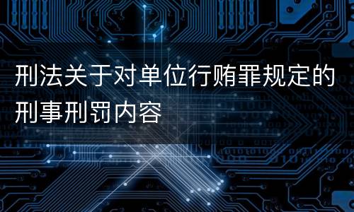 刑法关于对单位行贿罪规定的刑事刑罚内容