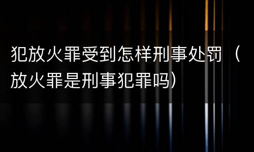 犯放火罪受到怎样刑事处罚（放火罪是刑事犯罪吗）