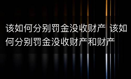该如何分别罚金没收财产 该如何分别罚金没收财产和财产