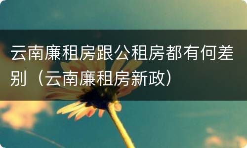云南廉租房跟公租房都有何差别（云南廉租房新政）