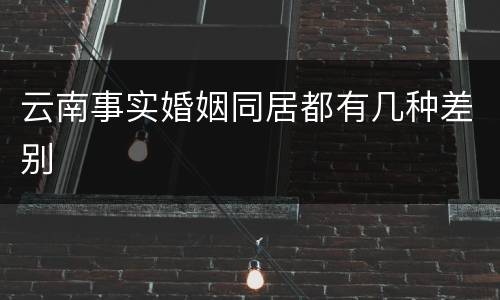 云南事实婚姻同居都有几种差别