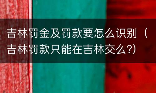 吉林罚金及罚款要怎么识别（吉林罚款只能在吉林交么?）