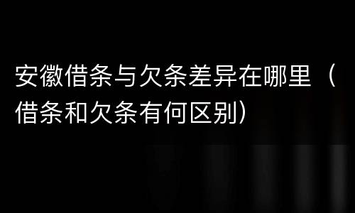 安徽借条与欠条差异在哪里（借条和欠条有何区别）
